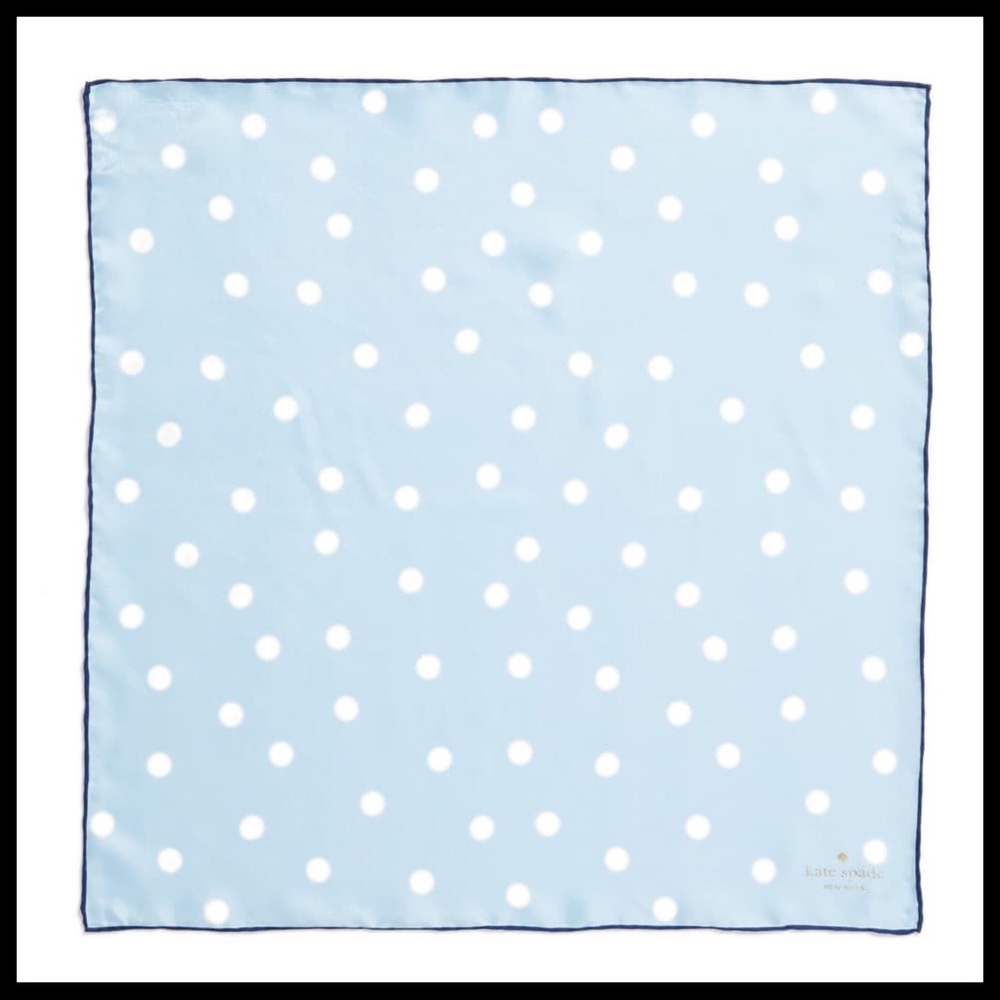 KATE SPADE BLUE SILK POLKA DOT BANDANA SCARF A3C - Picture 4 of 8